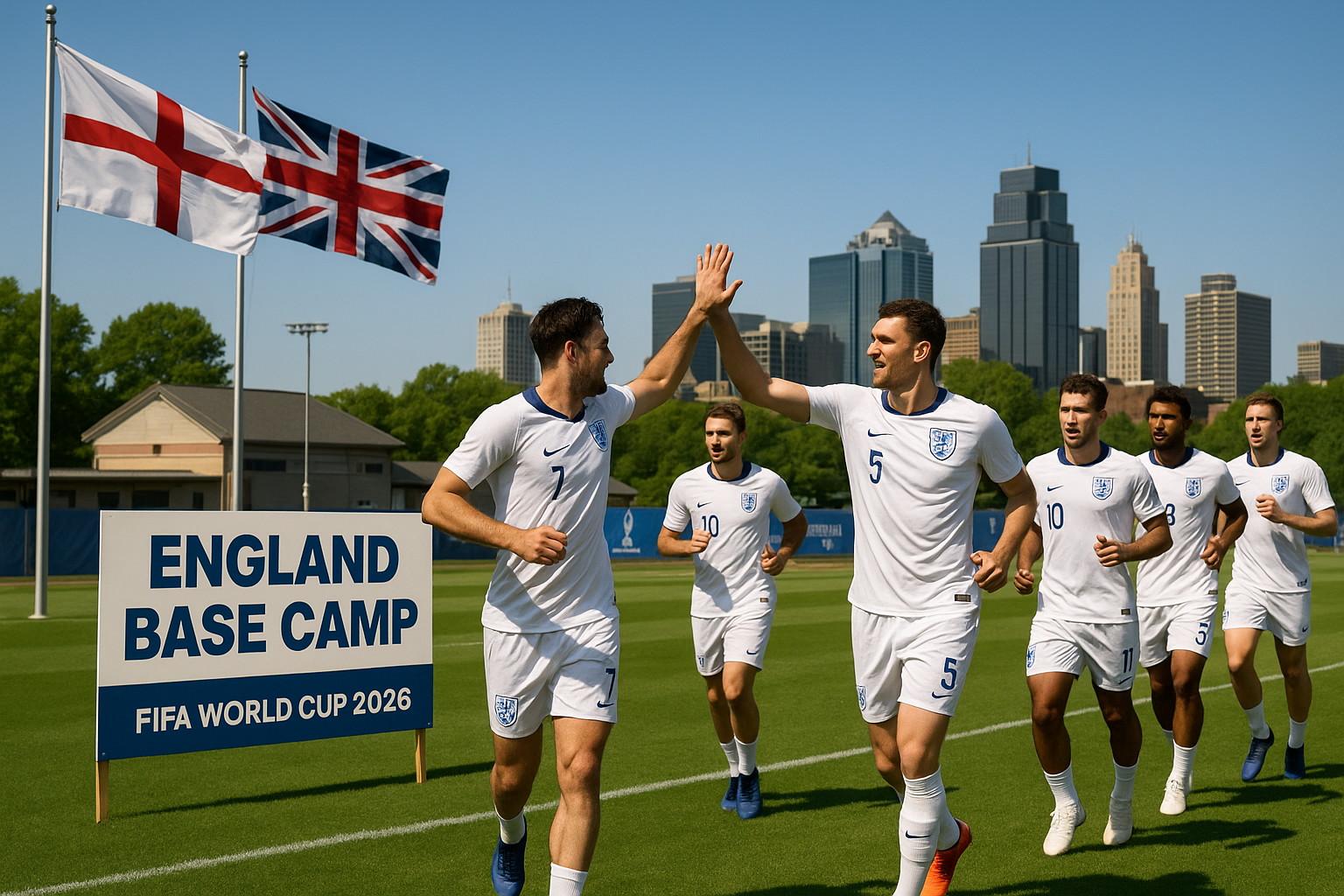 England soccer team training at Swope Soccer Village base camp in Kansas City for 2026 World Cup.