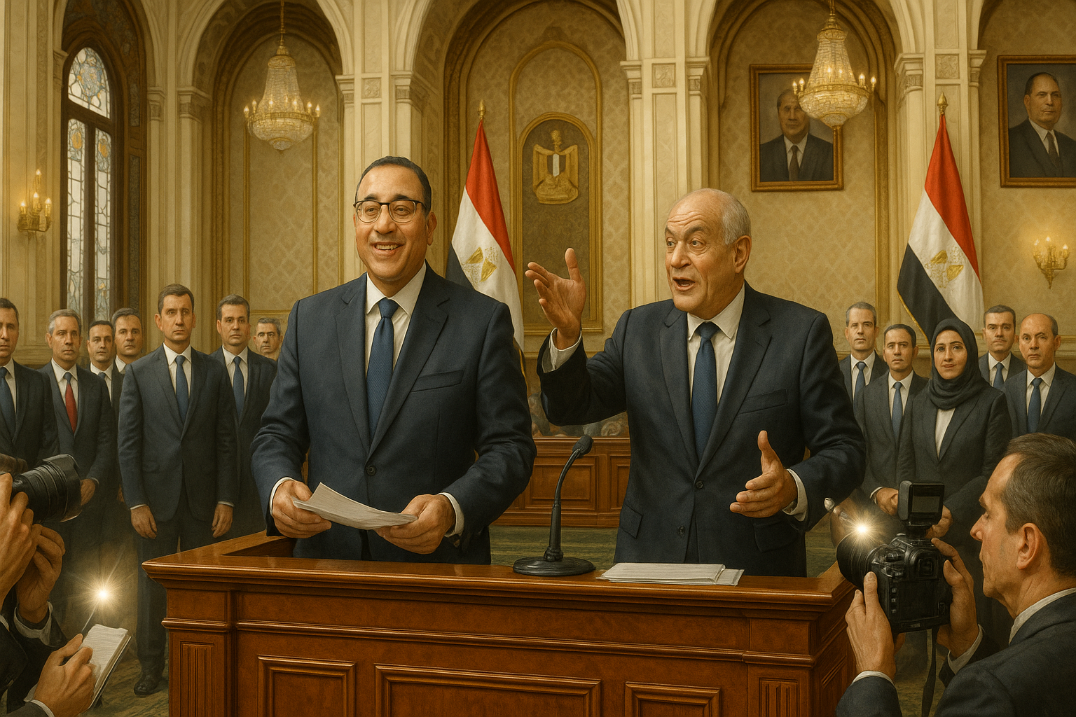 Egypt's PM Mustafa Madbouly announces new expert-led cabinet in parliament, presided by Speaker Hesham Badawy.