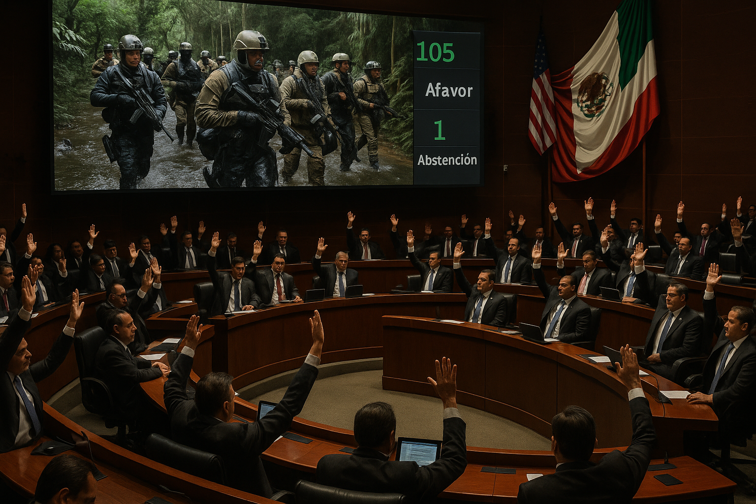 Mexican Senate votes to approve entry of 19 US Navy SEALs for joint training in Campeche.