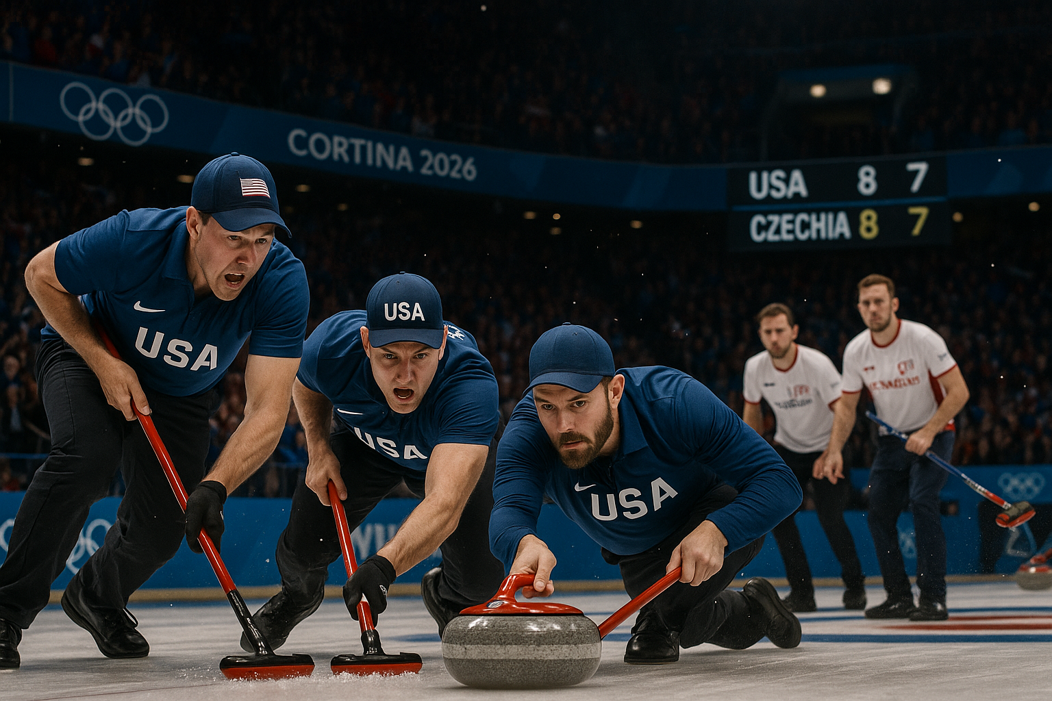 U.S. men's curling skip Daniel Casper throws the game-winning stone in a narrow 8-7 Olympic victory over Czechia.