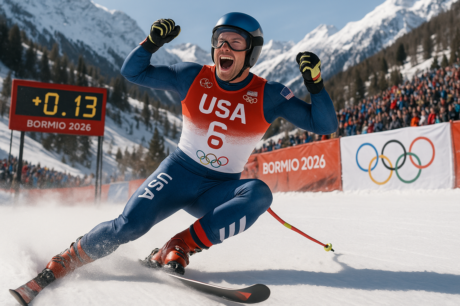 Ryan Cochran-Siegle, American skier, finishes strong for super-G silver medal at 2026 Milan Winter Olympics in Bormio, Italy.
