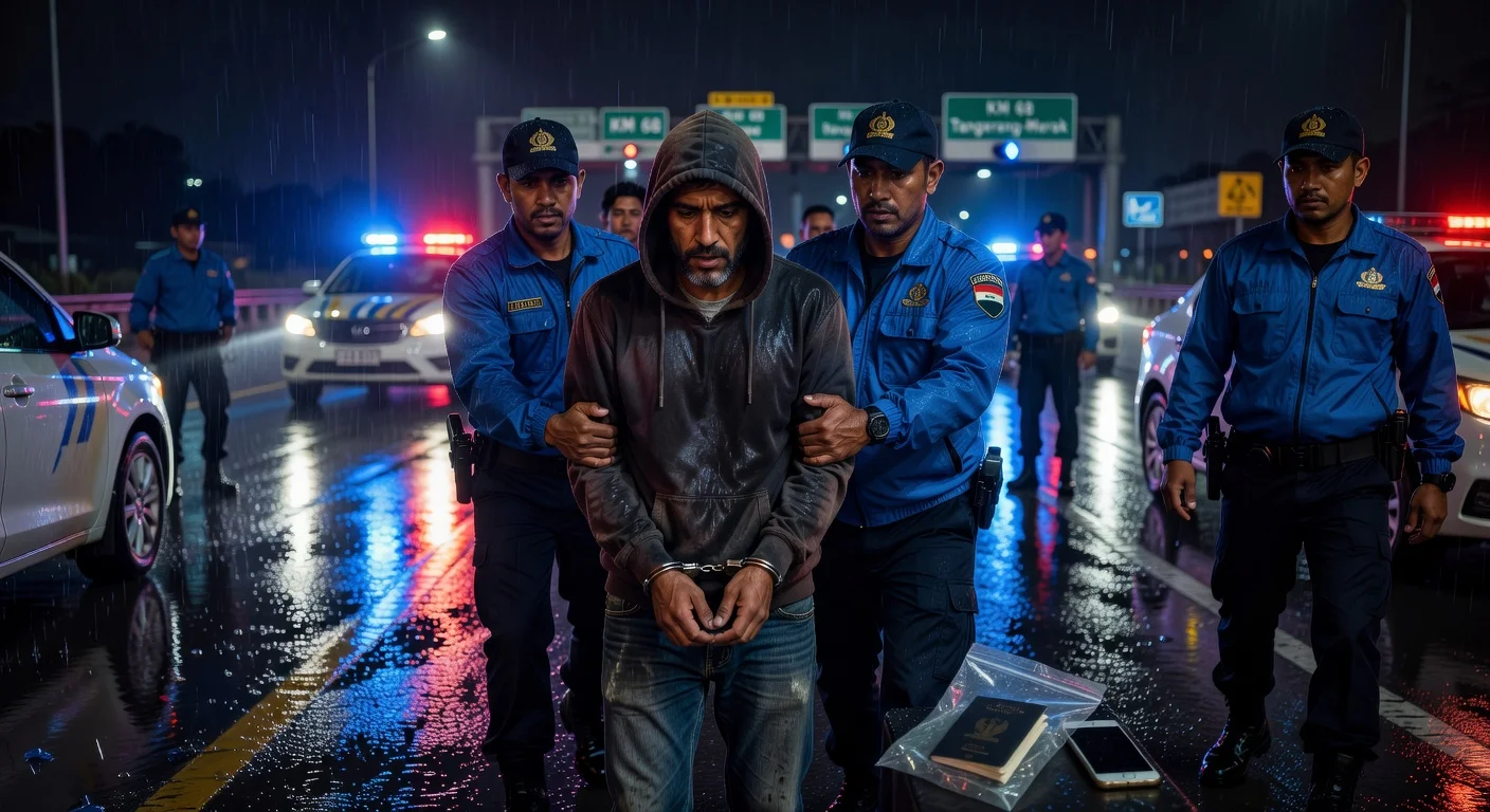 Police arrest Iraqi suspect on Indonesian toll road for murdering ex-wife in Jakarta.