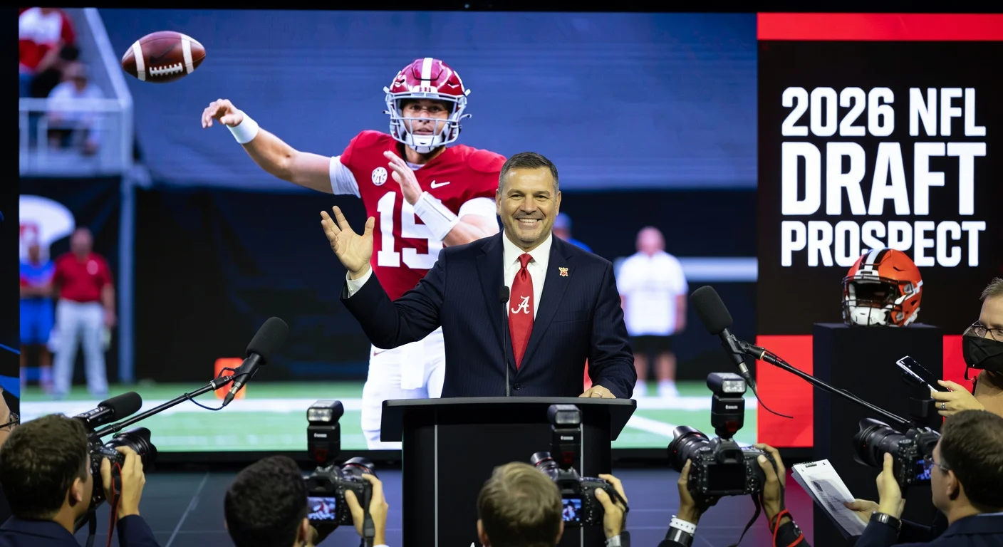 Alabama coach Kalen DeBoer praises former QB Ty Simpson as a fit for the Cleveland Browns ahead of the 2026 NFL Draft.