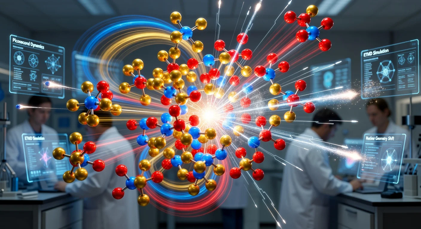 Realistic depiction of atoms dynamically moving before radiation-driven decay in a groundbreaking 'atomic movie' by scientists.