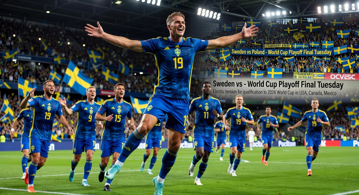 Viktor Gyökeres celebrates hat-trick as Sweden advances to World Cup playoff final vs. Poland at Strawberry Arena.