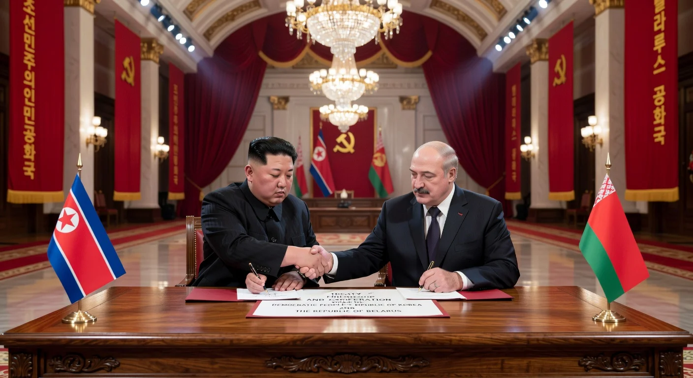 Kim Jong-un and Alexander Lukashenko sign North Korea-Belarus friendship treaty in Pyongyang summit.