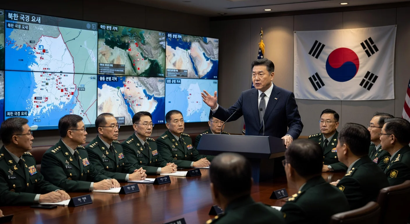 South Korean President Lee Jae-myung addresses top military leaders on retaking wartime control from the US and defense reforms amid regional threats.