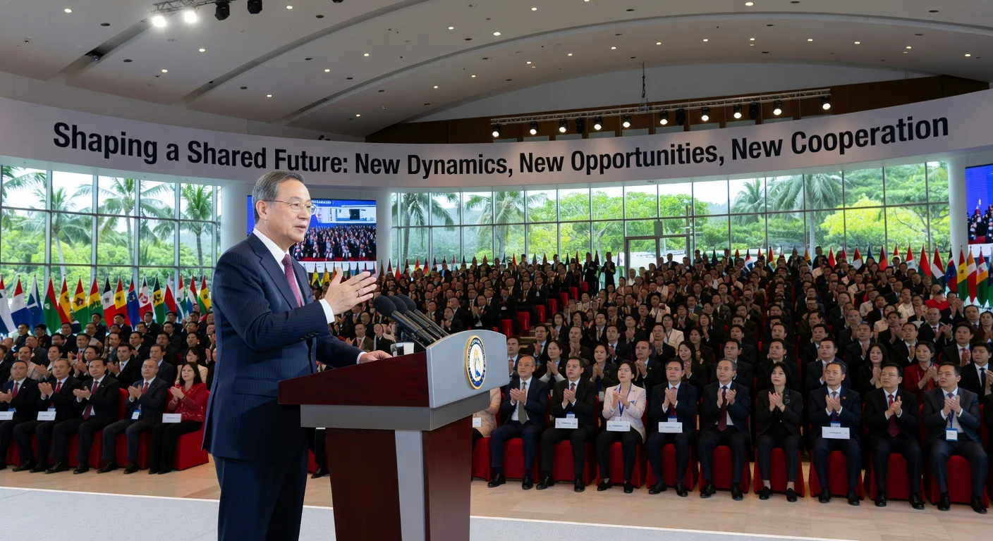 Zhao Leji speaking at Boao Forum for Asia, vowing further opening-up amid international delegates.