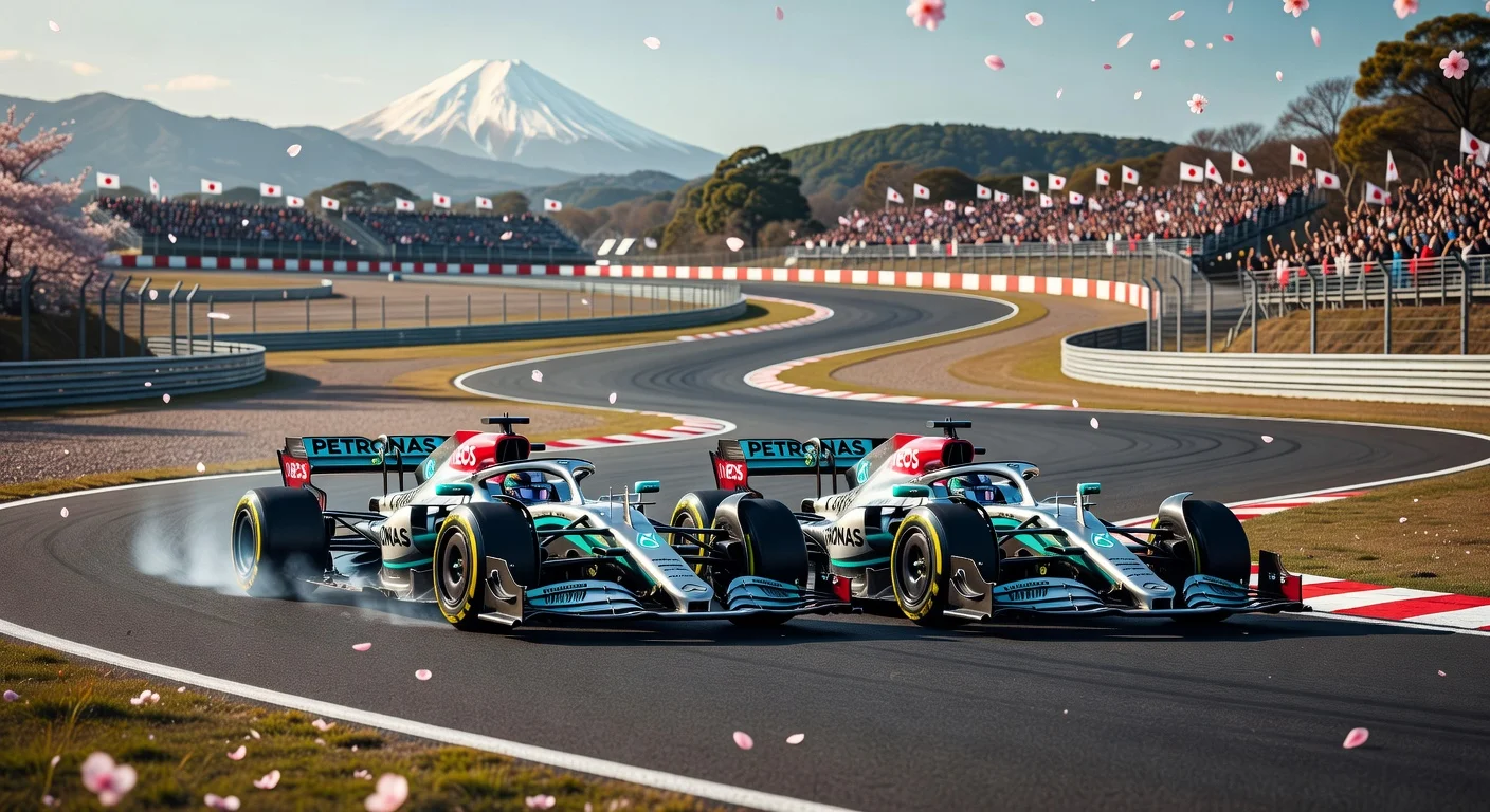 George Russell leads Kimi Antonelli in thrilling Mercedes 1-2 during FP1 at Japanese GP Suzuka.