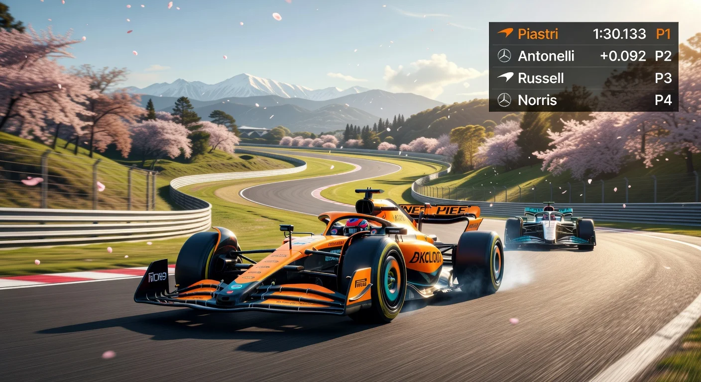 Oscar Piastri's McLaren tops FP2 timing at Suzuka during Japanese Grand Prix practice.