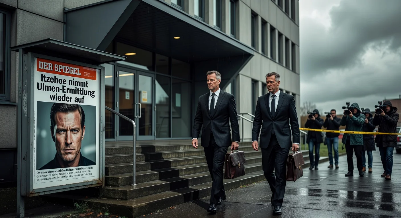 Illustration of Itzehoe prosecutors resuming investigation into actor Christian Ulmen over ex-wife's allegations.