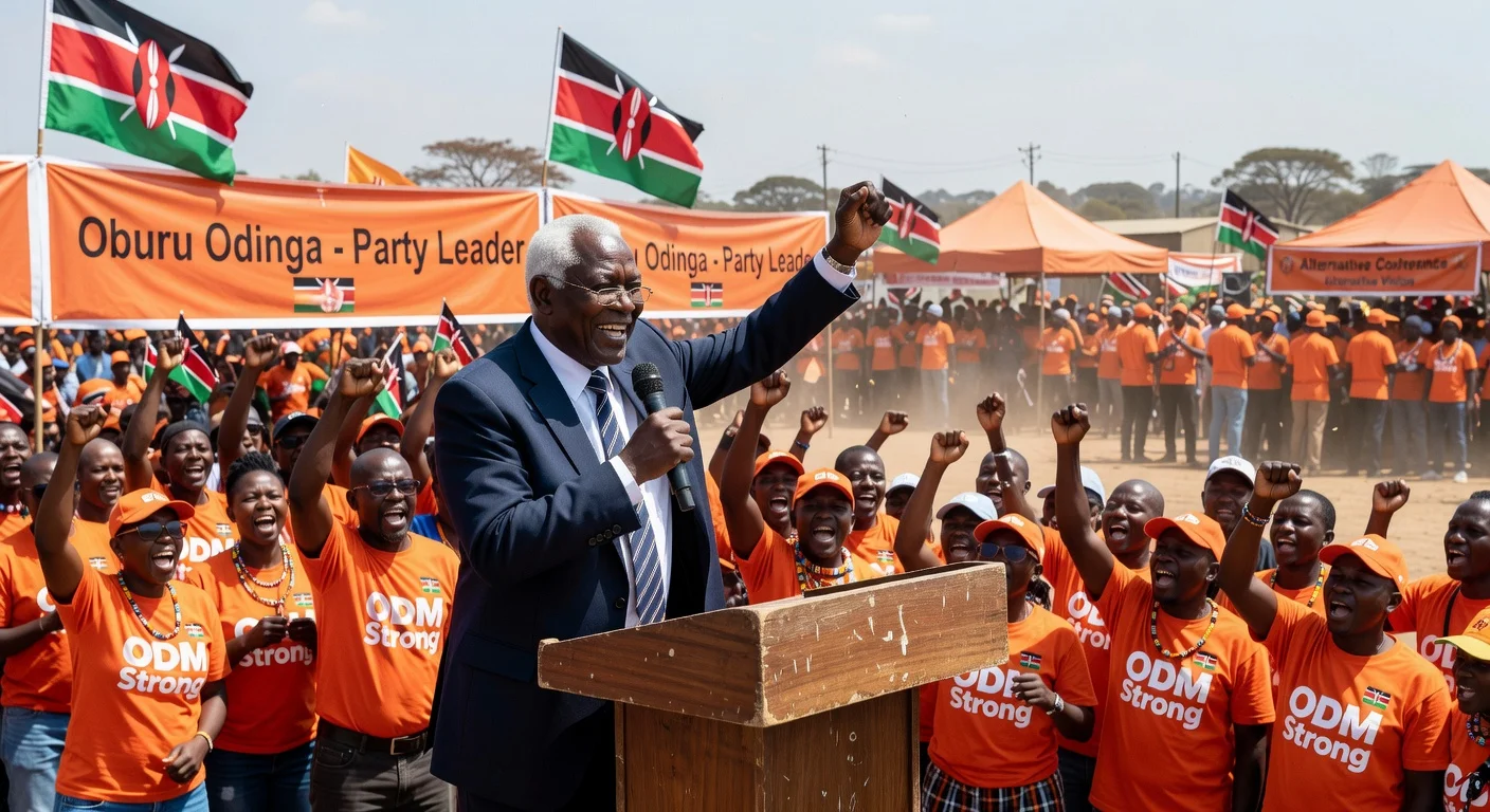 Oburu Odinga confirmed as ODM leader at Nairobi conference, delegates cheer amid party drama.