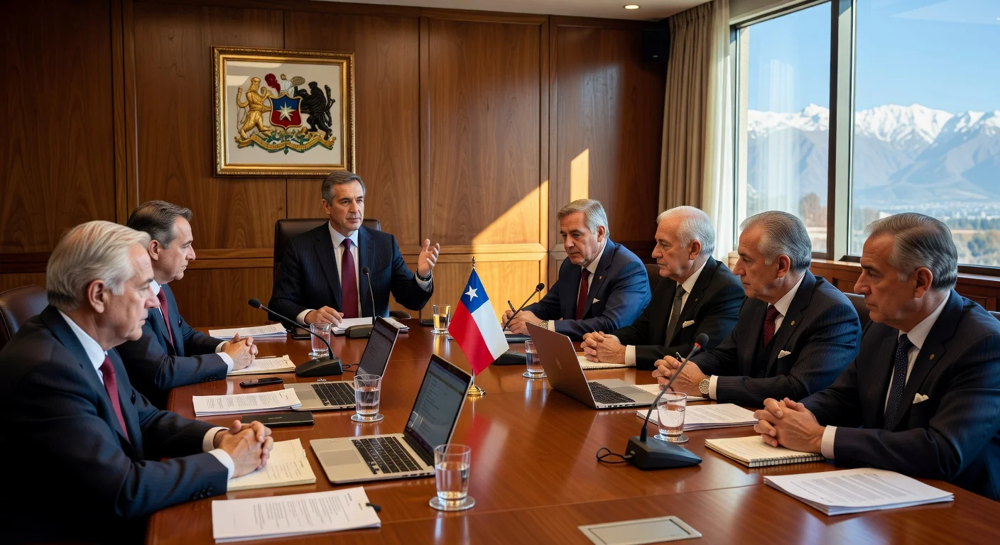 Chile's Foreign Minister Francisco Pérez Mackenna leads first meeting with ex-ministers in Santiago, following Bachelet UN candidacy support withdrawal.