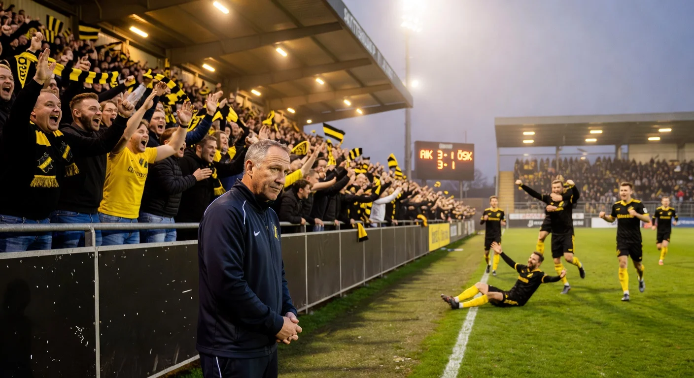 AIK's 3-1 pre-season win over ÖSK at Skytteholms IP, with fans serenading former AIK coach Rikard Norling now with ÖSK.