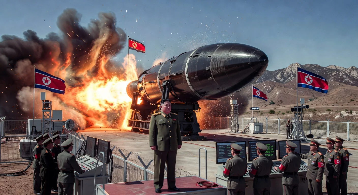 Kim Jong-un oversees high-thrust solid-fuel missile engine test at North Korean facility.