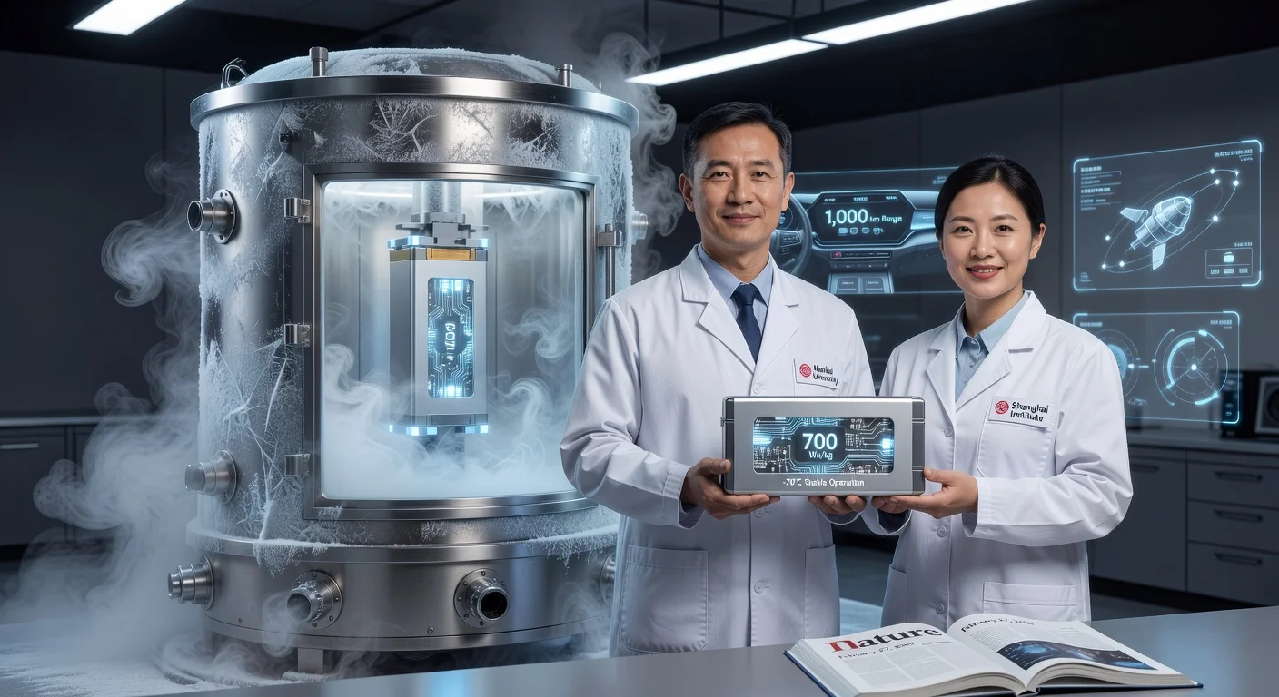 Chinese scientists showcase breakthrough fluorinated electrolyte lithium battery achieving 700 Wh/kg density and -70°C operation, promising 1,000 km EV ranges.