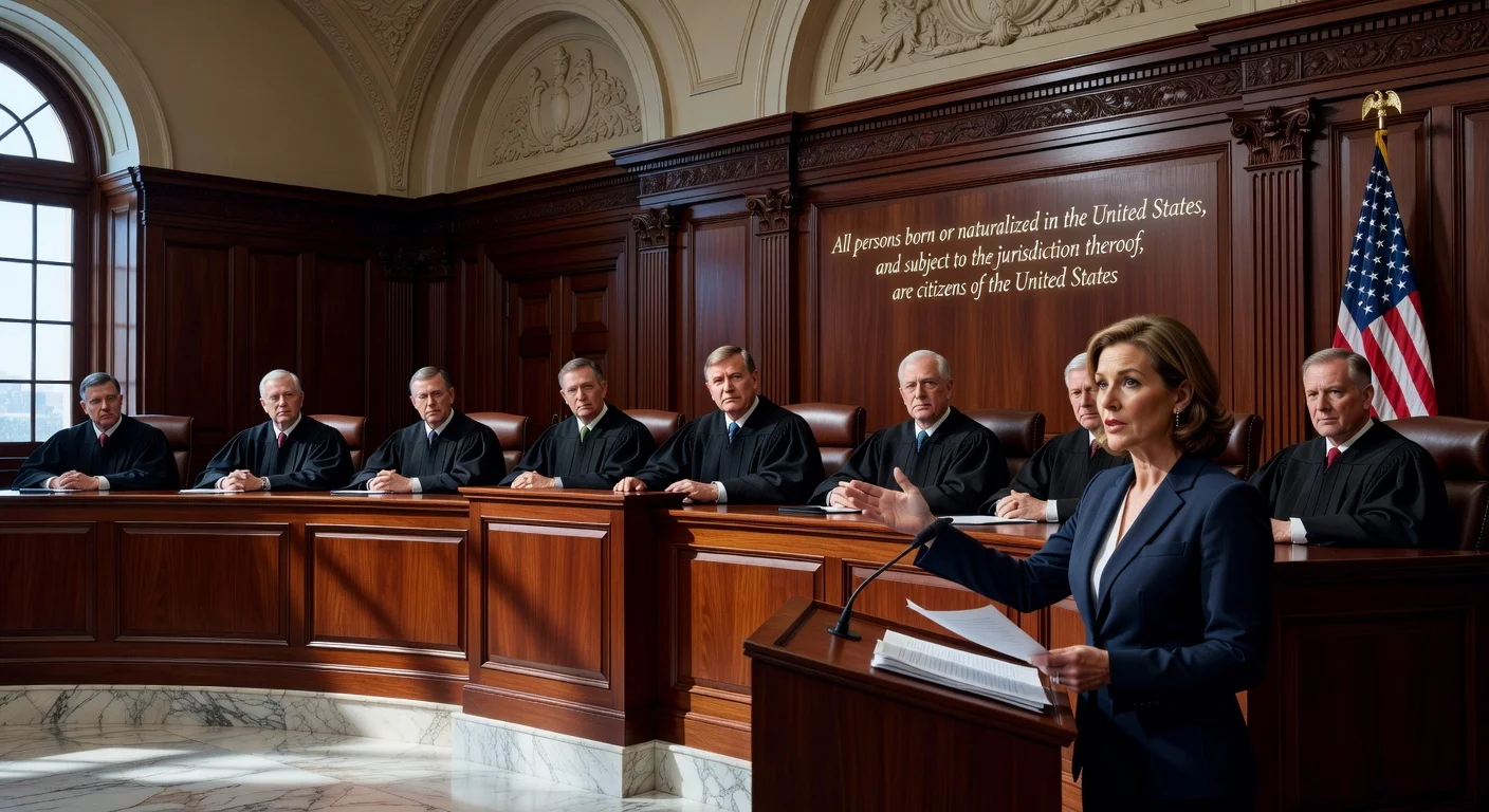 U.S. Supreme Court justices hearing oral arguments on birthright citizenship challenge in Trump v. Barbara.