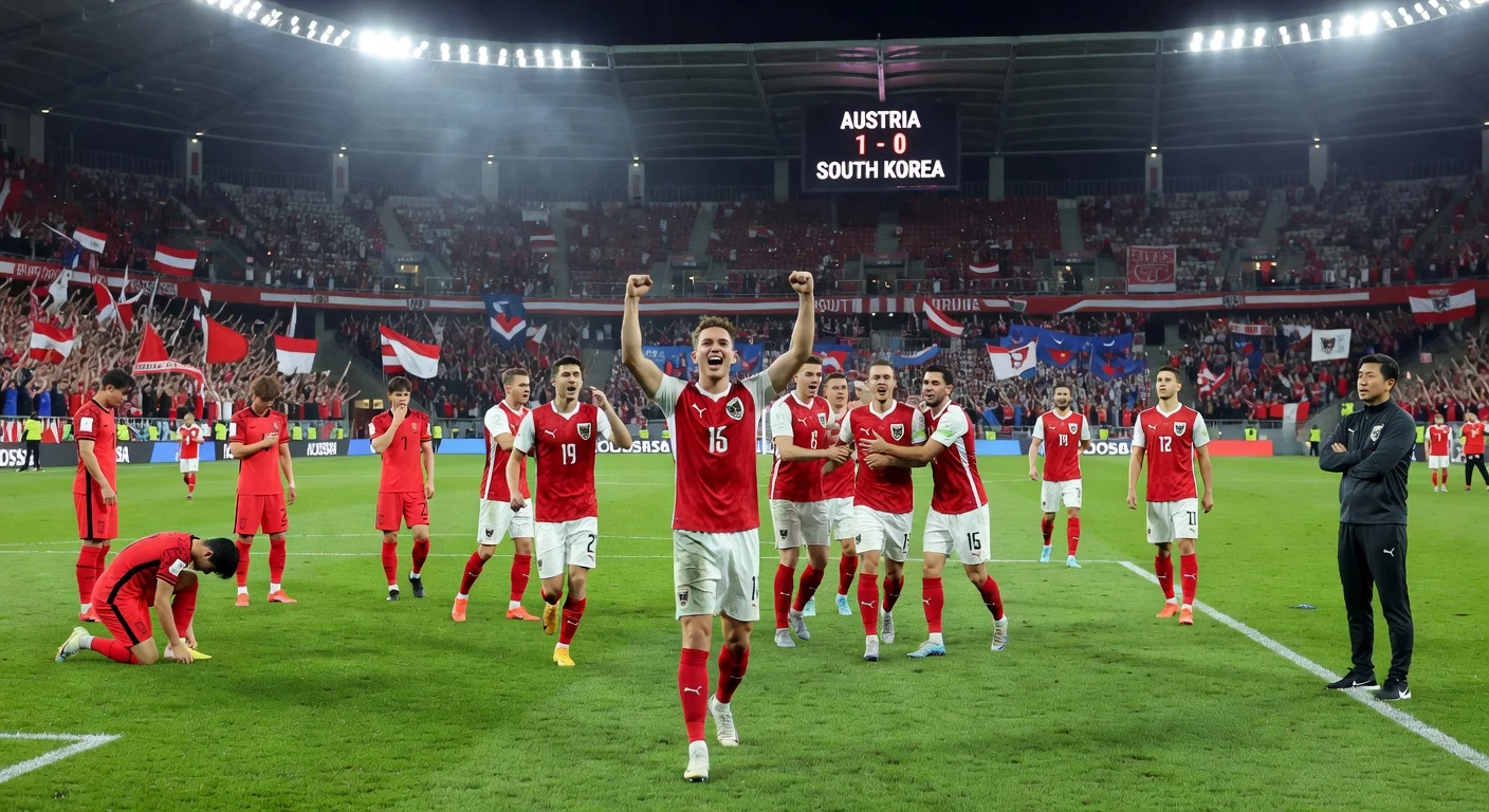 Austria's Marcel Sabitzer celebrates the 1-0 winning goal against South Korea in pre-World Cup friendly at Vienna's Ernst-Happel-Stadion.