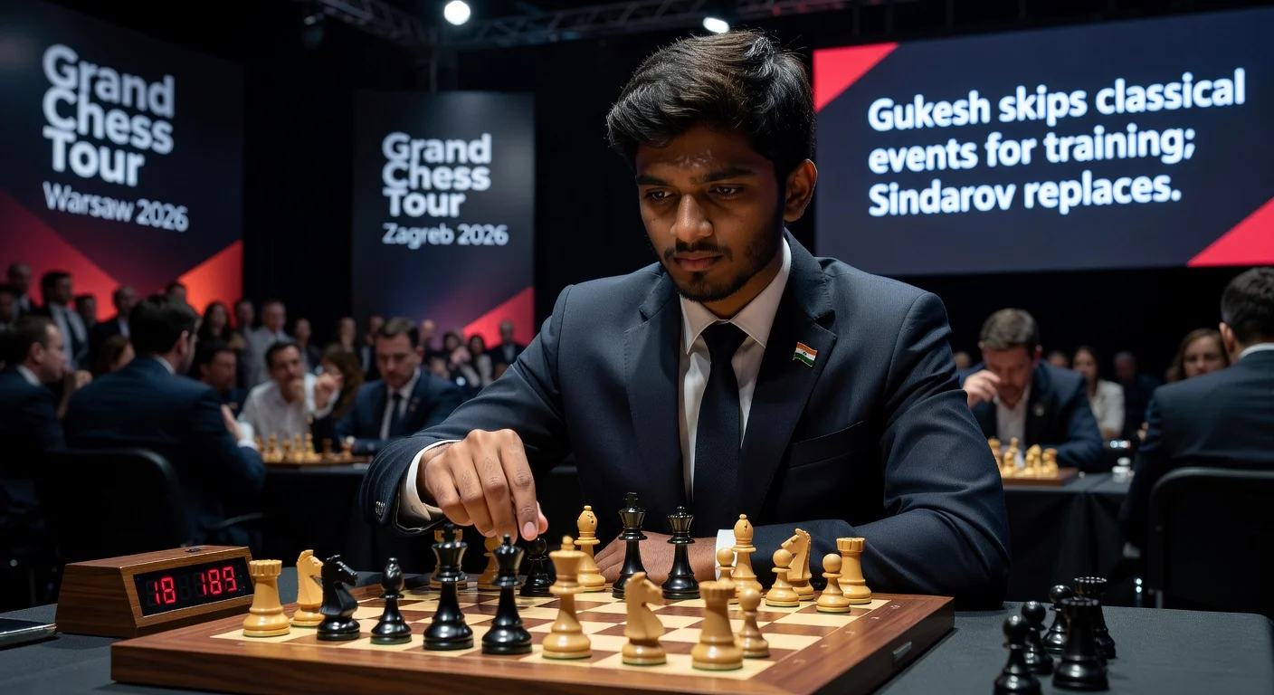 World chess champion D. Gukesh intensely plays rapid chess at Grand Chess Tour, focusing on training by skipping classical events.