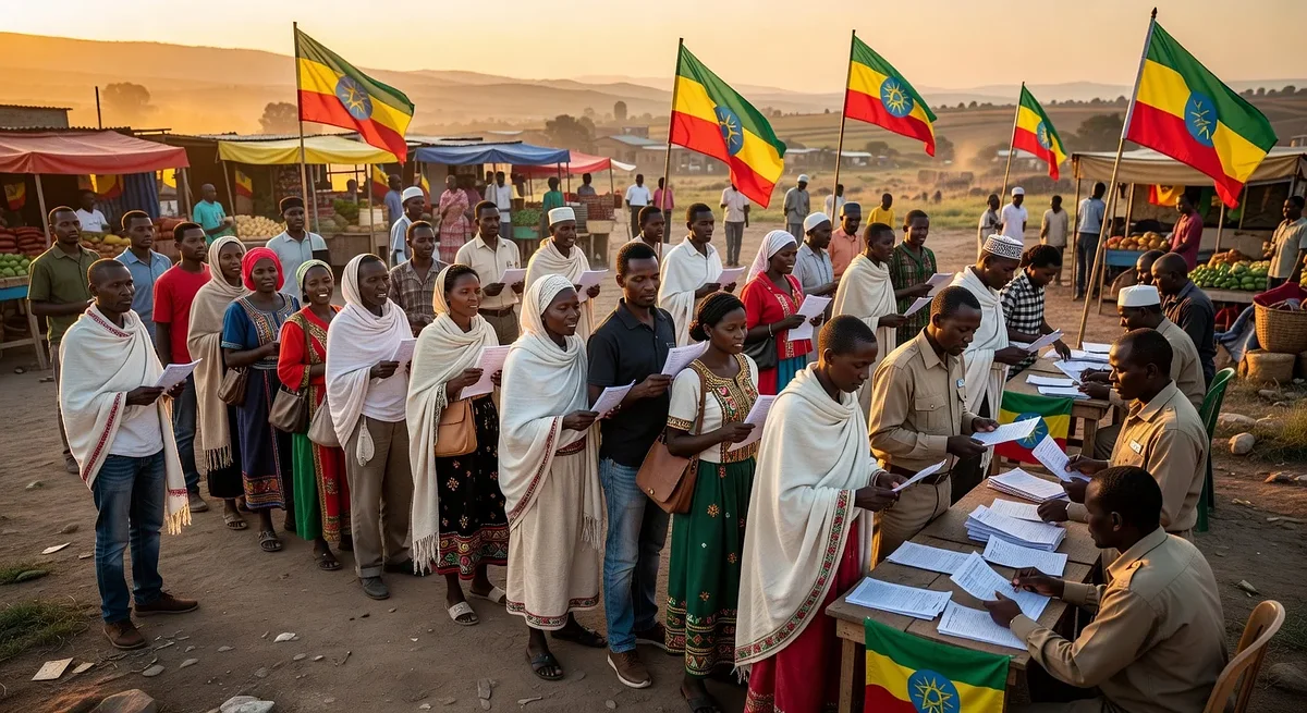 Ethiopian voters registering for the seventh general election at busy centers in Wolkite, Tepi and Harar.