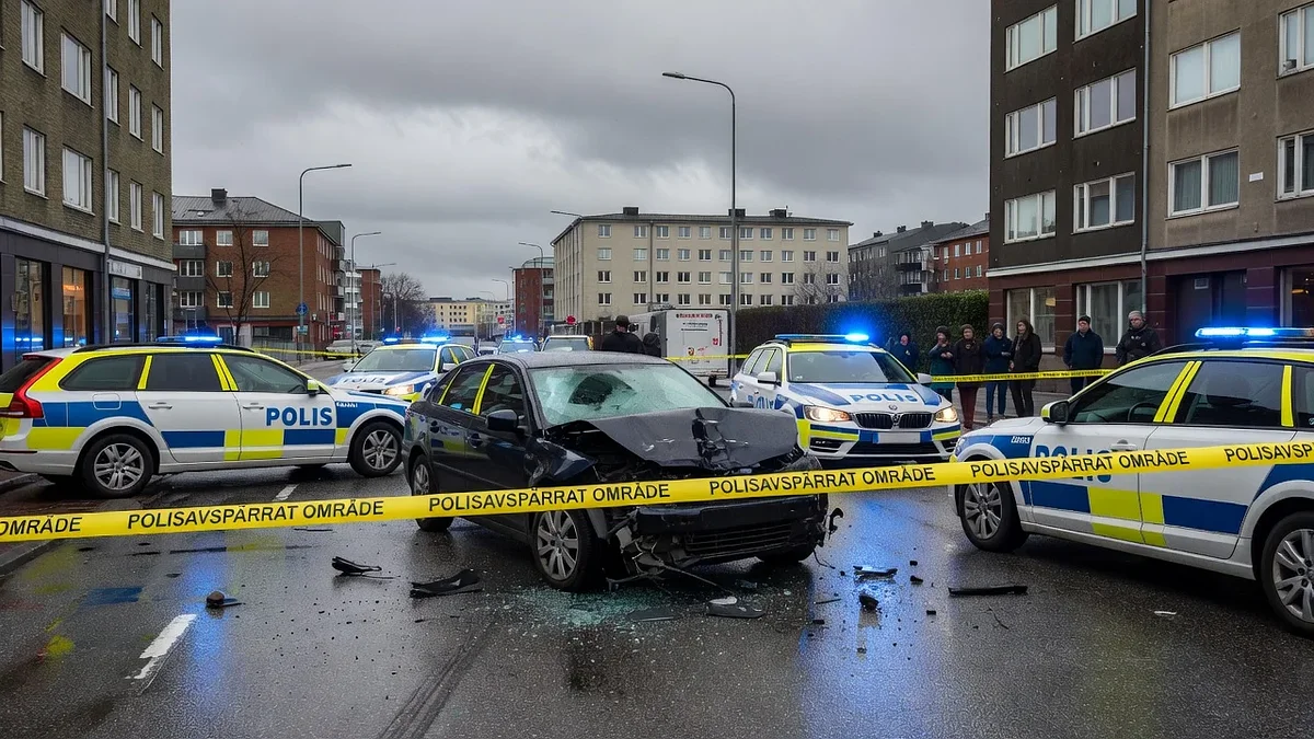 Illustration of the car crash site in Södervärn, Malmö where a 14-year-old girl was fatally struck.
