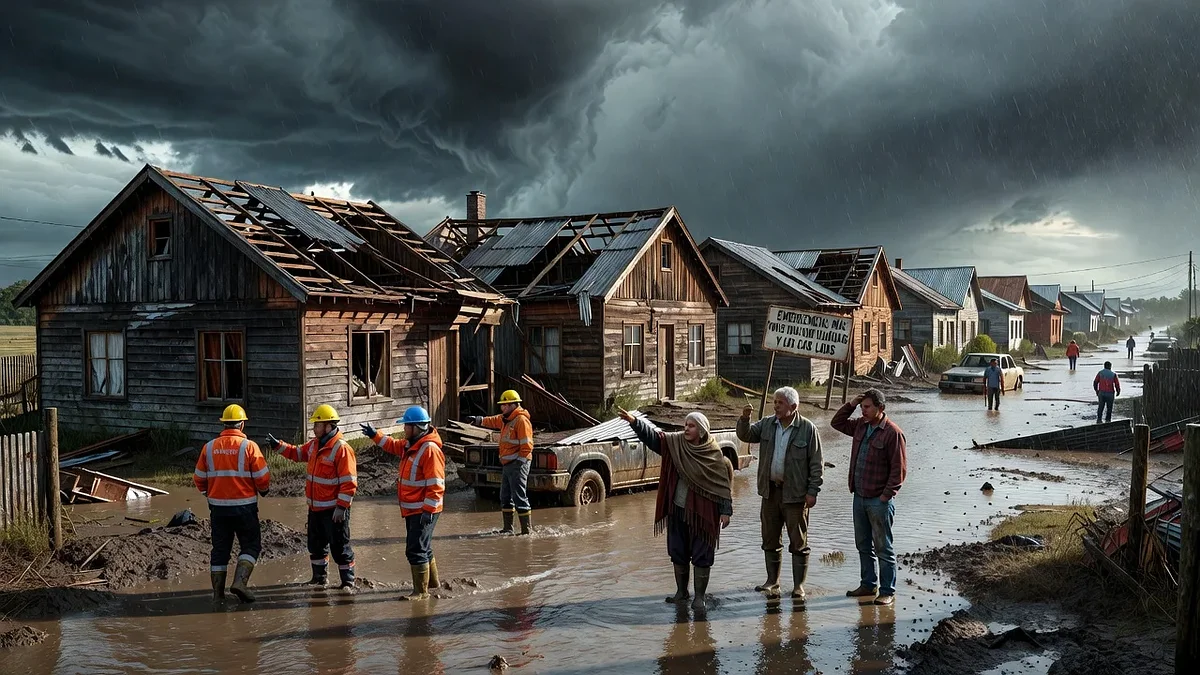 Damaged homes from heavy rains in southern Chile as reported by Senapred